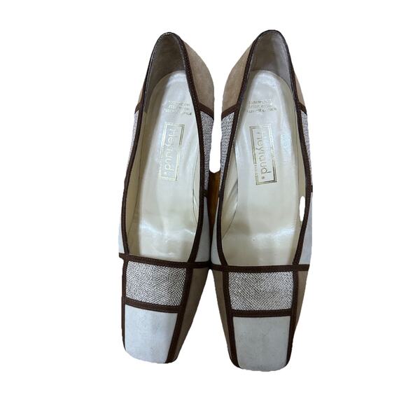 HEYRAUD Women’s Brown Suede Square Toe Platform Heels Shoes Size 38 1/2 (8.5) US - Picture 1 of 6